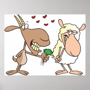 Affiche Chèvre et mouton amoureux