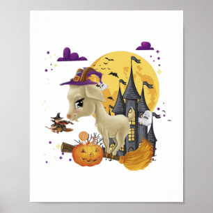 Affiche Chèvre Sorcière Citrouille Halloween Costume