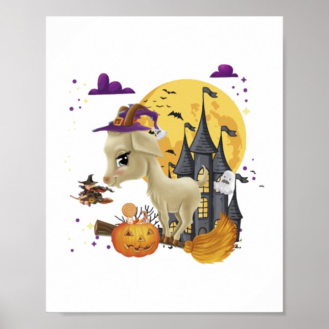 Affiche Chèvre Sorcière Citrouille Halloween Costume (Devant)