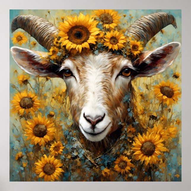 Affiche Chèvre Tournesol (Devant)