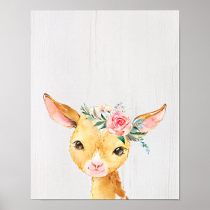 Affiche Chevreau bébé floral aquarelle