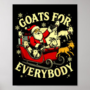 Affiche Chèvres pour tout le monde Santa Noël drôle chèvre