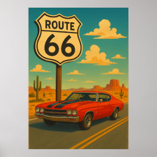 Affiche Chevrolet Chevelle SS - Route 66