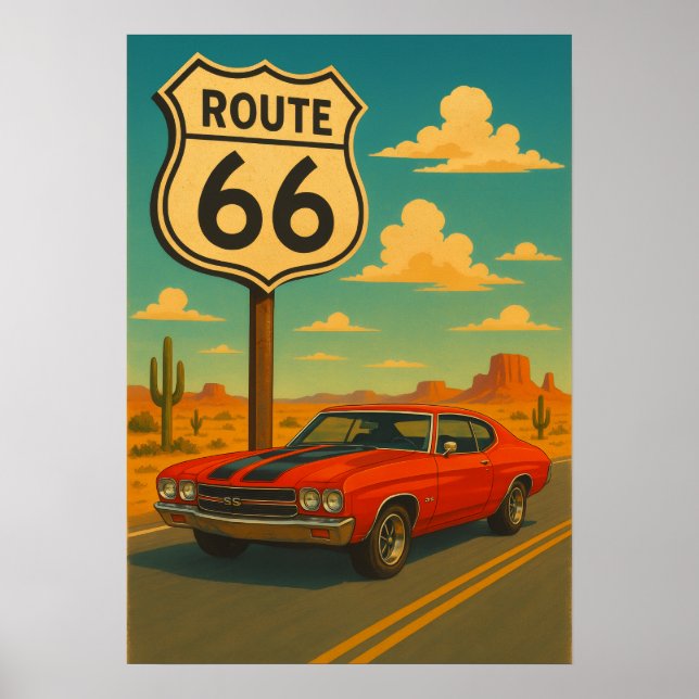 Affiche Chevrolet Chevelle SS - Route 66 (Devant)