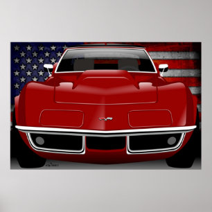 Affiche Chevrolet Corvette C3 rouge