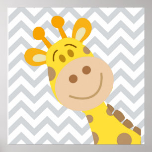 Affiche Chevron Baby Giraffe Nursery Wall Art