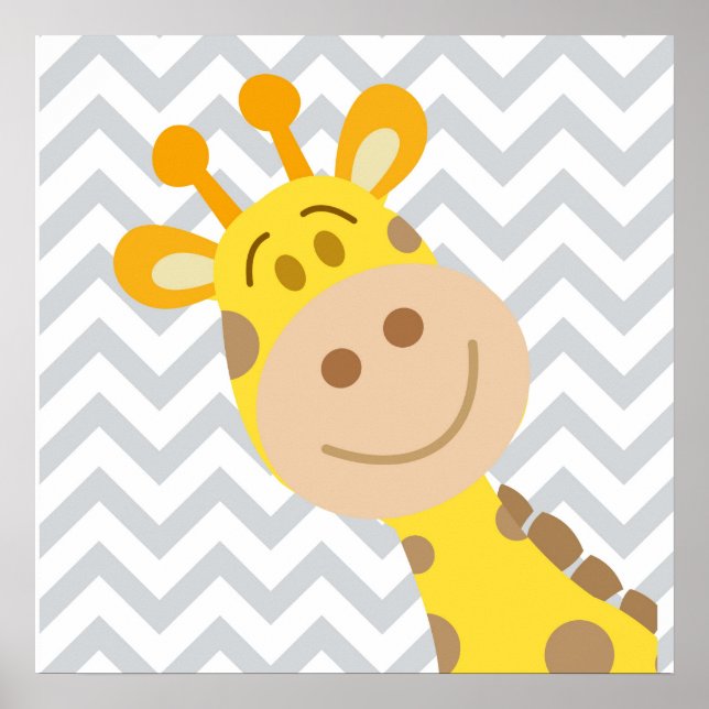 Affiche Chevron Baby Giraffe Nursery Wall Art (Devant)