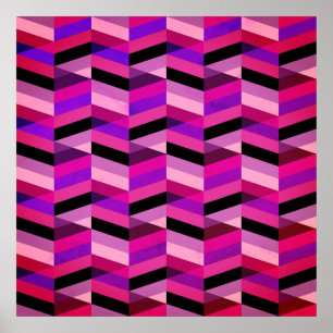 Affiche Chevron/Herringbone abstrait Violets et Violet