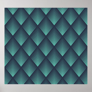 Affiche Chevron Op-Art bleu néon.