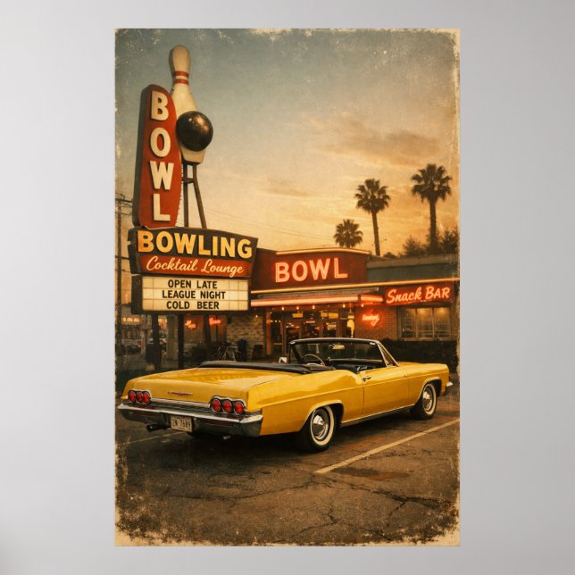 Affiche Chevy au bowling - Vintage (Devant)
