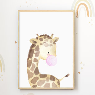 Affiche Chewing-Gum Girafe Chambre Enfants Bonbon