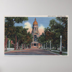 Affiche Cheyenne, WY - View of State Capitol and Drivewa