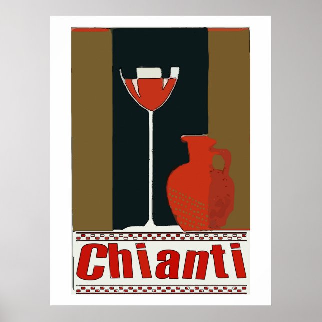 Affiche Chianti Vin et bouteille rouge (Devant)