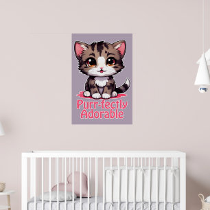Affiche Chibi Kawaii Kitten Purr parfaitement adorable en 
