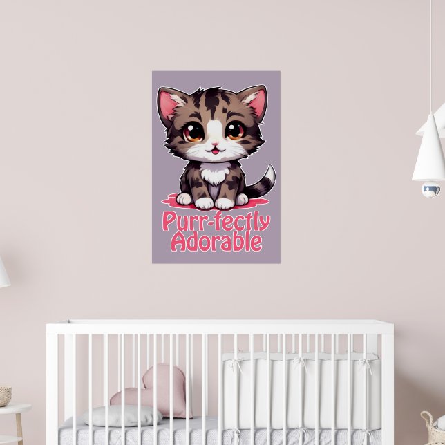 Affiche Chibi Kawaii Kitten Purr parfaitement adorable en  (Pépinière 2)
