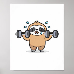Affiche Chibi Sloth Gym Échec - Cute Kawaii Drôle Entraîne