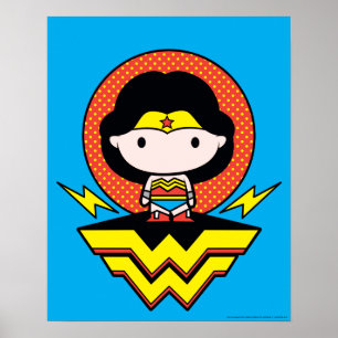 Affiche Chibi Wonder Woman avec Pois et logo