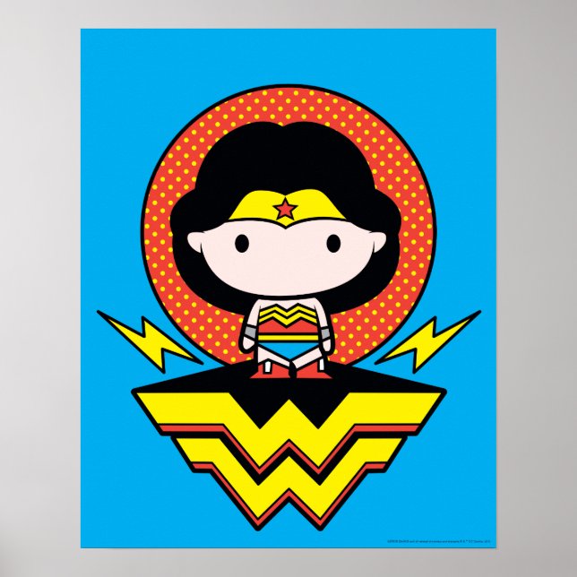 Affiche Chibi Wonder Woman avec Pois et logo (Devant)