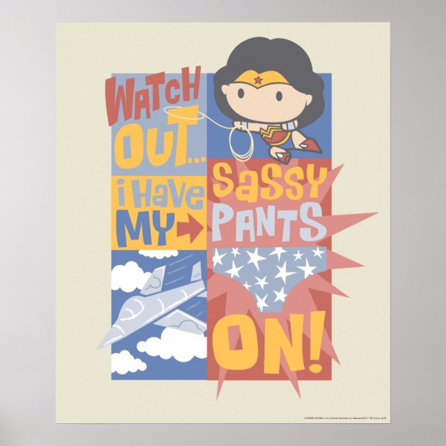 Affiche Chibi Wonder Woman | J'Ai Mes Pantalons Sassy En T (Devant)