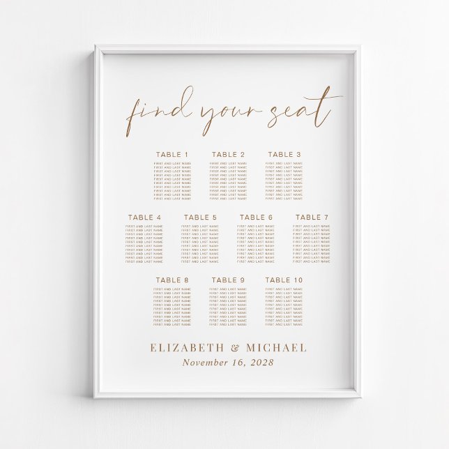 Affiche Chic 10 Table Gold Mariage de siège graphique (Créateur téléchargé)