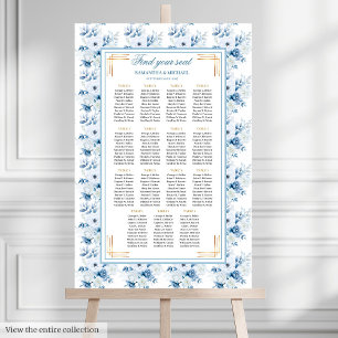Affiche Chic Aquarelle Pastel Bleu Or Plat