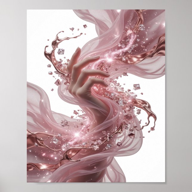 Affiche Chic Argent ART ABSTRAIT Design Abstrait (Devant)