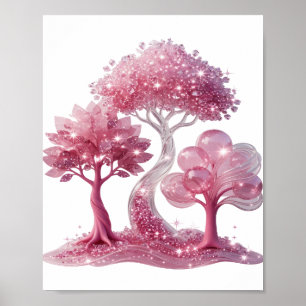 Affiche Chic Argent FANTASY TREES Conception de Texte