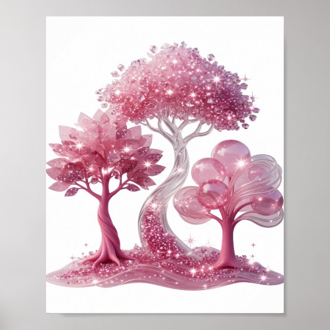 Affiche Chic Argent FANTASY TREES Conception de Texte (Devant)