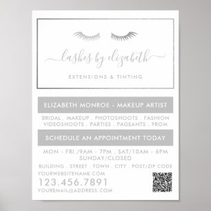 Affiche Chic Argent Lashes Artiste maquillage de beauté