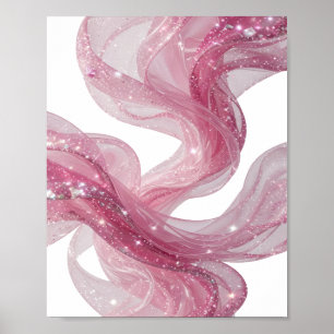 Affiche Chic Argent VAGUE ROSE Design Moderne