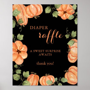 Affiche Chic Black Fall Citrouille Baby shower Déchets Raf