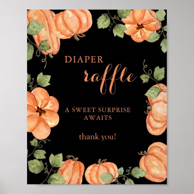 Affiche Chic Black Fall Citrouille Baby shower Déchets Raf (Devant)