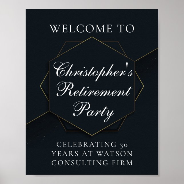 Affiche Chic Black Gold Custom Retirement Party (Devant)