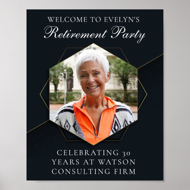 Affiche Chic Black Gold Custom Retirement Party Photo (Devant)