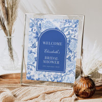 Chic Bleu Blanc Chinoiserie Mariage Accueil