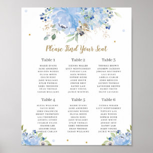 Affiche Chic Blue Balloons Floral Boy Baby shower Siège