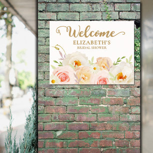 Affiche Chic Blush Floral Fête des mariées Bienvenue
