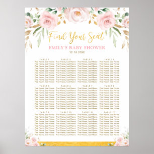 Affiche Chic Boho Blush Floral Girl Baby shower Siège