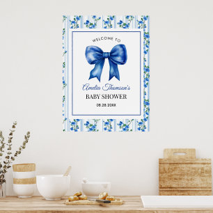 Affiche Chic Boho Fleur Bleue Sauvage Garçon floral Baby S