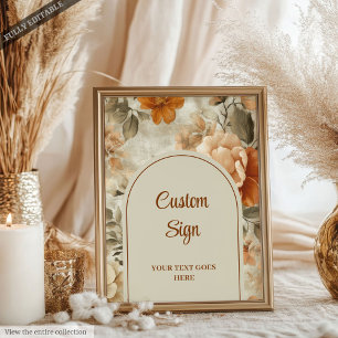 Affiche Chic Boho Terre Cuite Beige Olive Floral Personnal