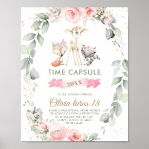 Affiche Chic Bois Animaux Végétation Florale Temps Capsule