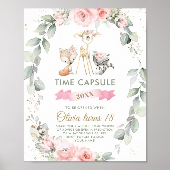 Affiche Chic Bois Animaux Végétation Florale Temps Capsule (Devant)