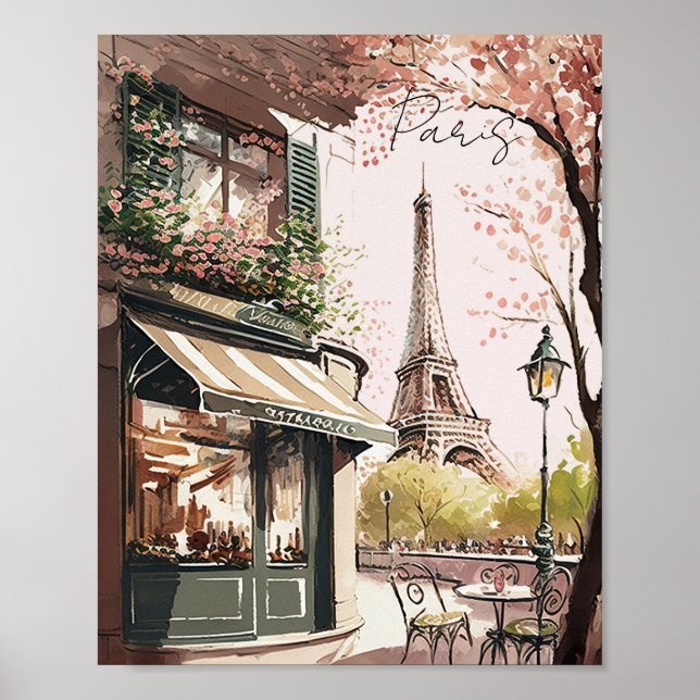 Affiche Chic Café Parisien Tour Eiffel Paris France Shop (Devant)