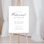 Affiche Chic Calligraphie Soirée de répétition Bienvenue<br><div class="desc">Cette affiche de bienvenue pour la répétition argentée de calligraphie chic est parfaite pour une répétition mariage rustique. Le design sobre et élégant présente une typographie de script classique et sophistiquée en argent.</div>