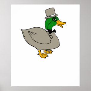 Affiche Chic canard avec monocle et chapeau haut Duckingto