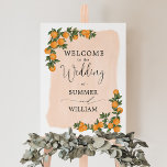 Affiche Chic Citrus Orange Verdure Mariage Bienvenue nupti<br><div class="desc">Ce poster d'accueil animé présente de belles oranges peintes à la main et de la verdure. Idéal pour l'été / mariage de printemps!</div>