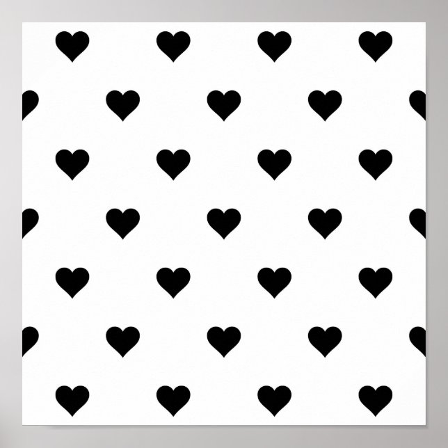 Affiche Chic Coeur noir et blanc Romantique (Devant)