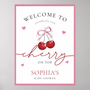 Affiche Chic Coquette cerise sur le Baby shower supérieur