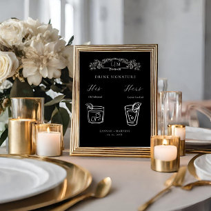 Affiche Chic crête botanique Signature Boisson mariage Sig