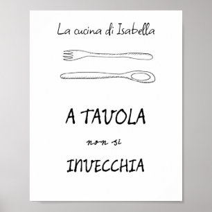 Affiche Chic cuisine italienne art cuillère citation fourc